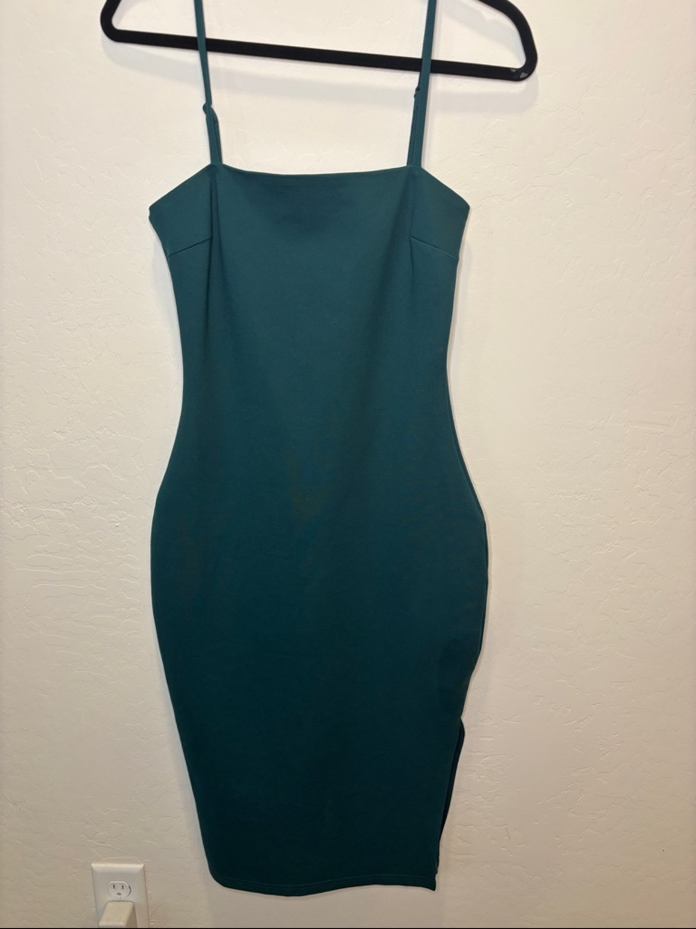 Lulu's Teal Spaghetti-Strap Bodycon Midi Dress